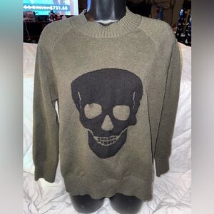 Sweet Romeo Skull Goth Emo Raglan Sleeve Sweater